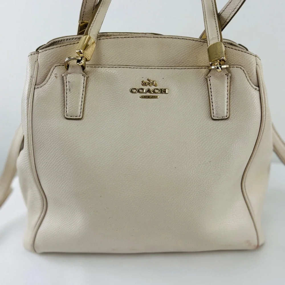 Coach Minetta Ivory Crossgrain Leather Satchel Crossbody Bag F34607